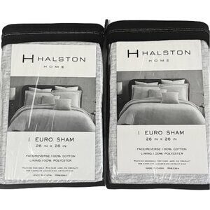 Halston Home Rena Euro Shams Set of 2 in Mineral Gray NWT